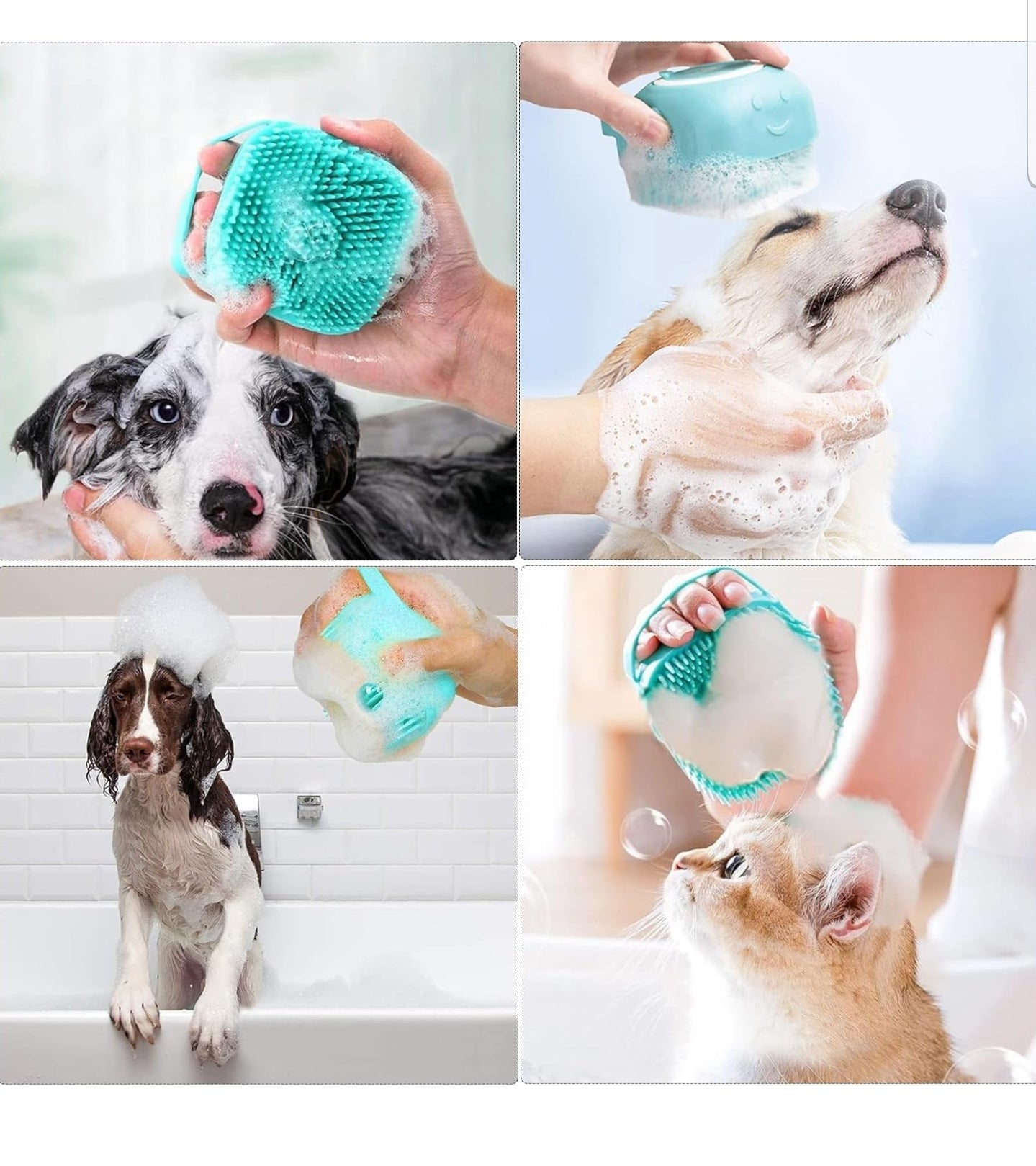 Silicone Dog Bath Massage Gloves Brush Pet Cat Bathroom Cleaning